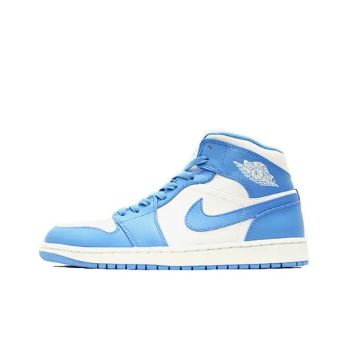 Jordan Air Jordan 1 Ретро MID UNC MID Топ Винтажные баскетбольные кроссовки Мужской Белый