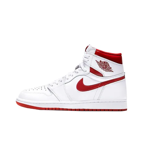 Jordan Air Jordan 1 Ретро Металлик Красный 2017 Нескользящий Легкий Высокий Топ Винтажные Баскетбольные Кроссовки Женские Белый Красный