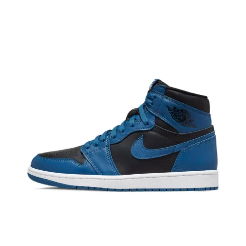 Jordan Air Jordan 1 High Топ Винтажные Баскетбольные Кроссовки Унисекс Черный Синий