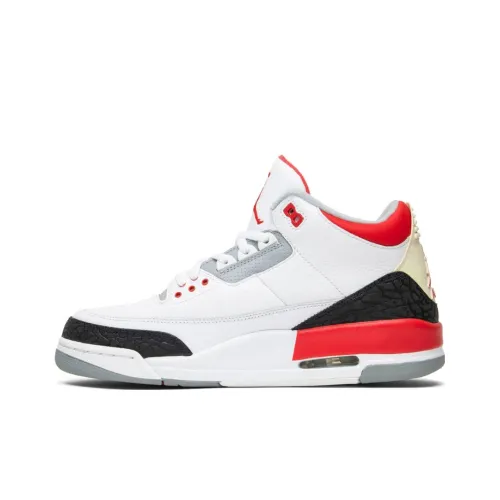 Jordan Air Jordan 3 Retro Fire Red Амортизация MID Топ Винтажные баскетбольные кроссовки Мужской Белый 2007