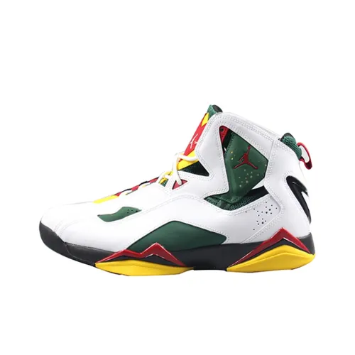 Джордан True Flight Нижняя юбка Резистентные амортизаторы Высокий топ Винтажные баскетбольные кроссовки Мужской Белый зеленый желтый Улучшенный