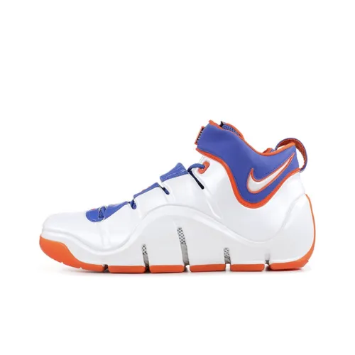 Nike Lebron 4 Hardwood CLASSICS противоскользящее покрытие высокий топ винтажные баскетбольные кроссовки мужские белый синий
