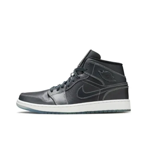 Jordan Air Jordan 1 MID 'Nouveau' Легкий Износостойкий и Противоскользящий Высокий Топ Винтажные Баскетбольные Кроссовки Волчий Серый