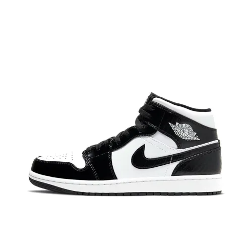 Jordan Air Jordan 1 MID SE Asw 'Черный и Белый' MID Топ Винтажные баскетбольные кроссовки Мужской Черный Белый