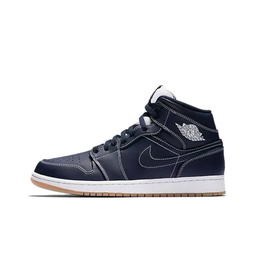 Jordan Air Jordan 1 Ретро MID Derek Jeter RE2PECT Нескользящий Легкий MID Топ Винтажные баскетбольные кроссовки Мужской Темно-синий