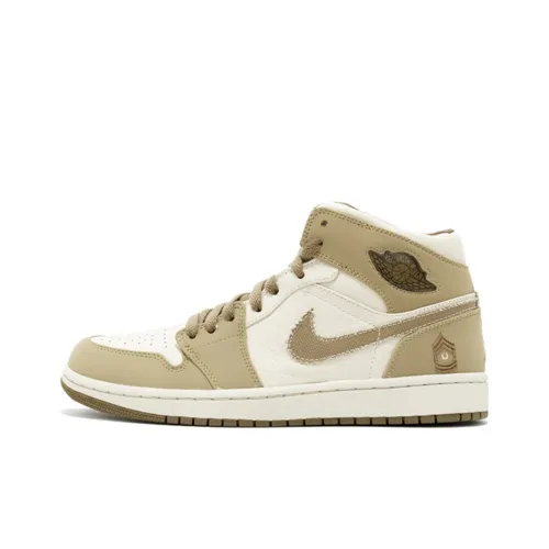 Jordan Air Jordan 1 Ретро Armed FORCES Pearl White Slip-Resistant MID Top Винтажные баскетбольные кроссовки Мужские White Brown