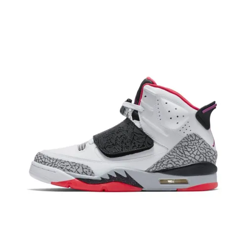 Jordan Son of Mars Hot Lava Slip-resistant High Top Vintage Basketball Shoes Men's White Red Джордан Son of Mars Hot Лава Противоскользящие Высокие Кеды Винтажные Баскетбольные Кроссовки Мужские Белый Красный