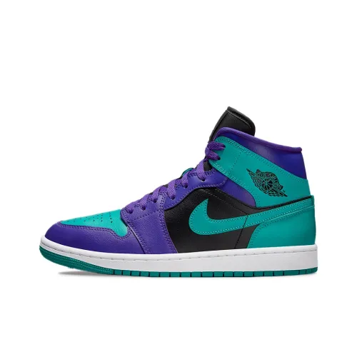 Jordan Air Jordan 1 MID Черный Виноградный MID Топ Винтажные баскетбольные кроссовки Женские синий-фиолетовый