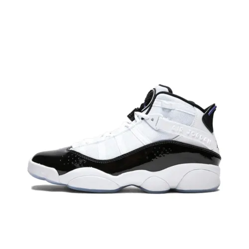 Jordan Air Jordan 6 Кольца 'Concord' Износостойкие Высокие Баскетбольные Кроссовки Винтажные Мужские Белый Черный