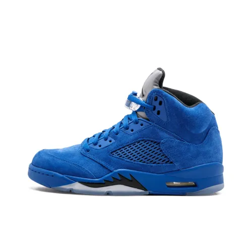 Jordan Air Jordan 5 Retro Blue Suede High Top Vintage Баскетбольные Кроссовки Мужские Blue
