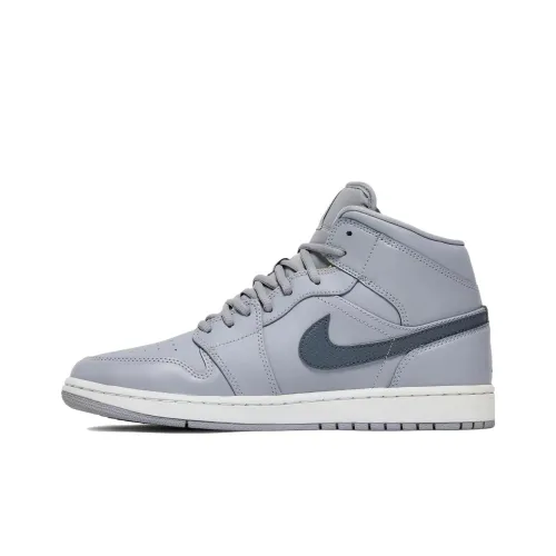 Jordan Air Jordan 1 Ретро MID Wolf GREY Cool GREY MID Топ Винтажные баскетбольные кроссовки Мужской Серый Белый
