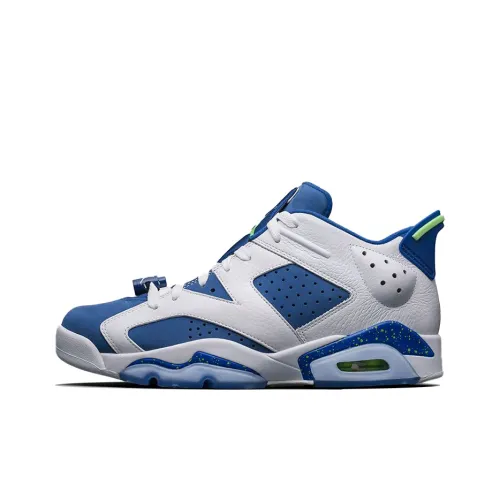 Jordan Air Jordan 6 Low Retro Insignia Синий Амортизация Поддержка Низкий Топ Винтажные Баскетбольные Кроссовки Мужской Белый Синий