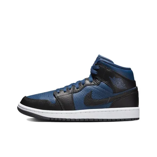 Jordan Air Jordan 1 MID Split 'French Blue' MID Top Винтажные баскетбольные кроссовки Женские Черный Белый Синий