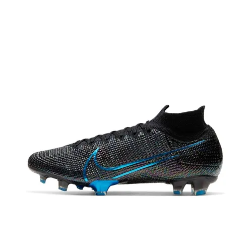 Nike Mercurial Superfly 7 FG Твердый грунт Природная трава Амортизаторы Slip-resistant Футбольные бутсы Мужской Черный Синий