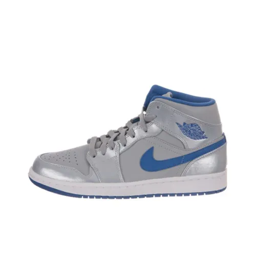 Jordan Air Jordan 1 MID Wolf Grey Sport Blue Амортизация Slip-resistant Lightweight MID Top Vintage Basketball Shoes