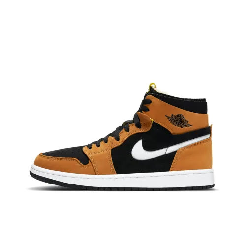Jordan Air Jordan 1 Zoom Air Cmft 'King Orange' Высокие Топы Винтажные Баскетбольные Кроссовки Мужские Черные Желтые Коричневые