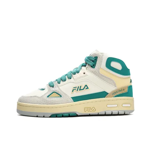 FILA FUSION Teratach Устойчивый к истиранию MID Топ Винтажные баскетбольные кроссовки Женские Молочно-белый Кремово-синий