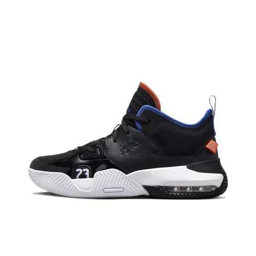 Джордан Stay Loyal 2 Амортизаторы Shock Absorbers Противоскользящие Устойчивые к истиранию MID Топ Винтажные баскетбольные кроссовки Черный белый