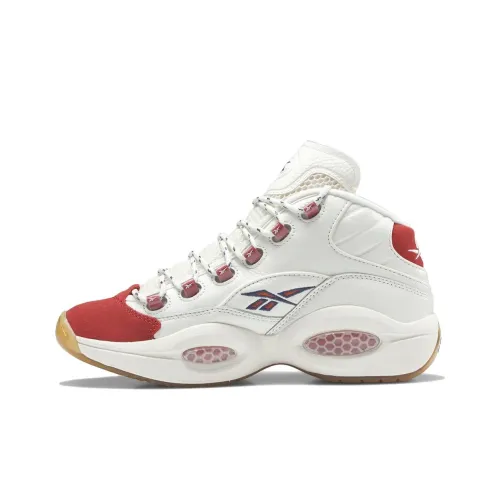 Reebok Question Mid 'Винтажный красный Палец' Устойчивый к истиранию Дышащий MID Топ Винтажные баскетбольные кроссовки Мужской Белый и красный