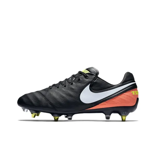 Nike Tiempo Legend 6 SG Мягкая трава Мягкая трава Противоскользящие Устойчивые к истиранию Футбольные бутсы Мужские Черный Белый Оранжевый