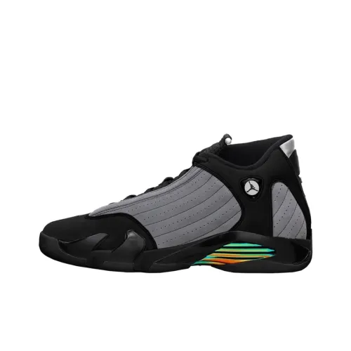 Jordan Air Jordan 14 Амортизаторы Slip-resistant MID Топ Винтажные баскетбольные кроссовки Унисекс Черный Серый