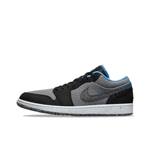 Jordan Air Jordan 1 Crater Slip-resistant Abrasion-resistant Low Top Vintage Basketball Shoes Men's Gray Blue Black Джордан Эйр Джордан 1 Крейтер Противоскользящий Устойчивый к износу Низкий Топ Винтажные Баскетбольные Кроссовки Мужские Серый Синий Черный