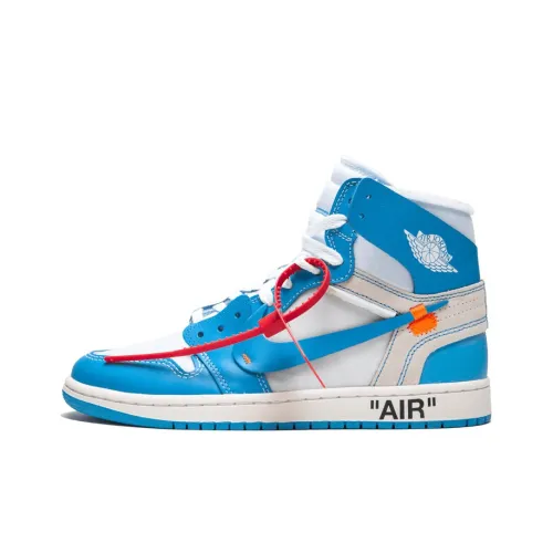 Off Белый x Jordan Air Jordan 1 Ретро High 'UNC' High Топ Винтажные баскетбольные кроссовки Унисекс Каролина Блю