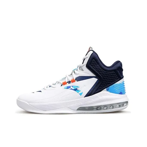 Stash x ANTA Амортизация Устойчивость к скольжению Устойчивость к истиранию Высокий топ Баскетбольные кроссовки Мужские Белый Синий