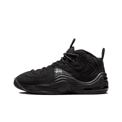 Stussy x Nike Air Penny 2 Low Топ Винтажные Баскетбольные Кроссовки Унисекс Черный