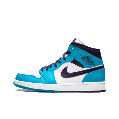 Jordan Air Jordan 1 MID Легкий MID Топ Винтажные баскетбольные кроссовки Мужской Синий Белый