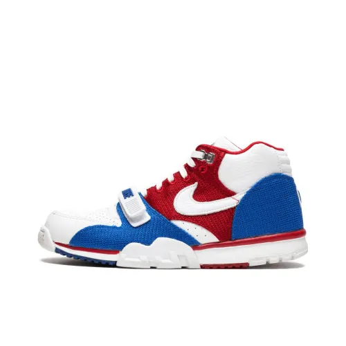 Nike Air Trainer 1 Puerto RiCO Нескользящий Легкий MID Топ Винтажные баскетбольные кроссовки Мужской Белый синий красный