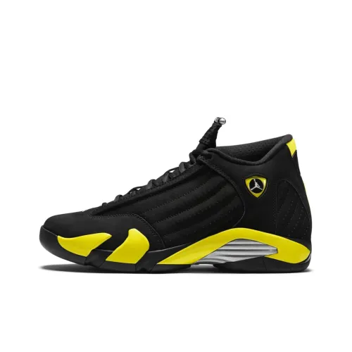 Jordan Air Jordan 14 Ретро Thunder MID Топ Винтажные баскетбольные кроссовки Мужской Черный Желтый