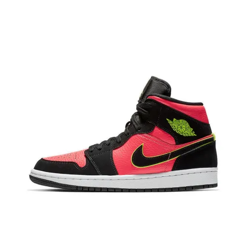 Jordan Air Jordan 1 MID 'Hot Punch' MID Top Винтажные баскетбольные кроссовки Женские Черный Красный