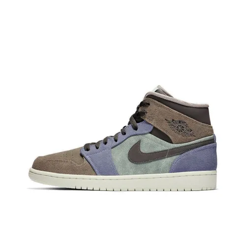 Jordan Air Jordan 1 MID Нескользящий Легкий MID Топ Винтажные баскетбольные кроссовки Мужской Konjac