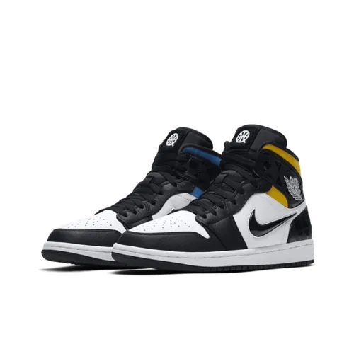 Jordan Air Jordan 1 MID Quai 54 High Топ Винтажные баскетбольные кроссовки Унисекс Четыре Цветных Mandarin Ducks