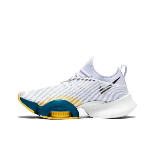 nike SuperRep Air Zoom Shock Absorbers Slip-resistant Low-top Training Shoes Men's White Yellow Blue