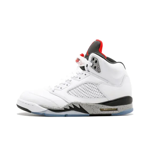 Jordan Air Jordan 5 Retro White Cement High Top Vintage Баскетбольные Кроссовки Мужские White Cement