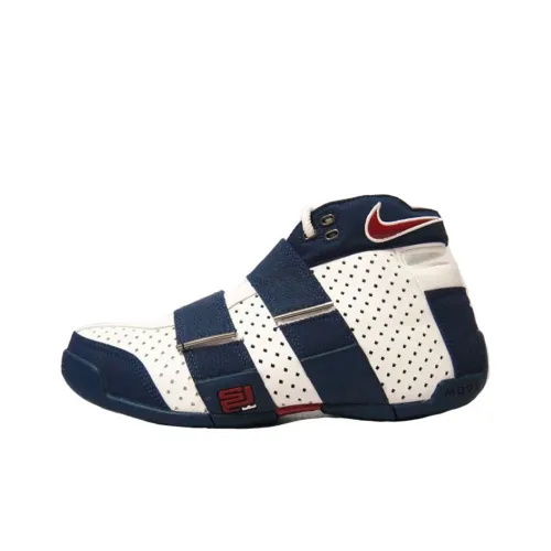 Nike Air Zoom 20 5 5 LeBron Белый Полуночный синий MID Топ Винтажные баскетбольные кроссовки Мужской Белый и синий цвет