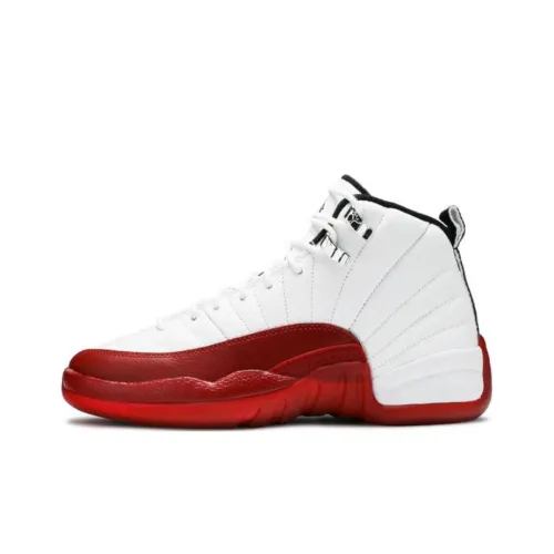 Jordan Air Джордан 12 Ретро Нескользящий Легкий Высокий Топ Винтажные Баскетбольные Кроссовки Женские Красный Белый