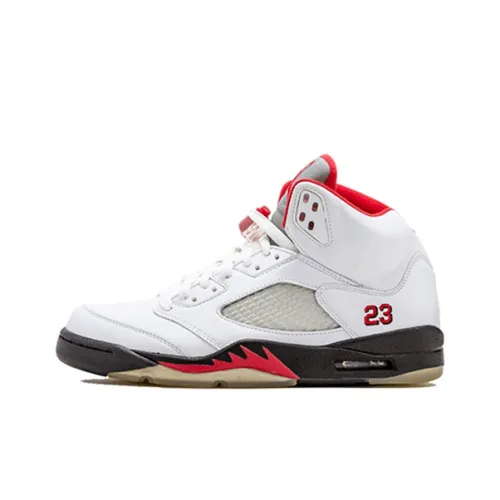 Jordan Air Jordan 5 Retro Fire Red CDP Нескользящий Легкий Высокий Топ Винтажные Баскетбольные Кроссовки Мужские Белые Выпуск 2008 года