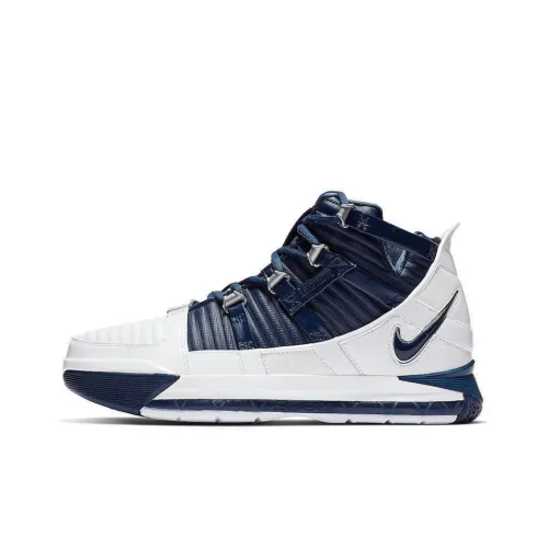 Nike Lebron 3 Zoom QS MID Топ Винтажные баскетбольные кроссовки Унисекс Морской синий