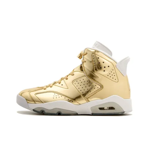 Jordan Air Jordan 6 Ретро Pinnacle Металлик Золотой Амортизация Поддержка Высокий Топ Винтажные баскетбольные кроссовки Мужской Золотой
