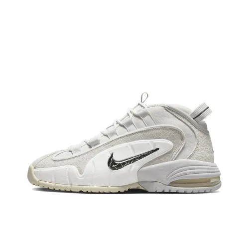 Nike Air Max Penny Abrasion Resistant MID Топ Винтажные баскетбольные кроссовки Мужской Серый белый