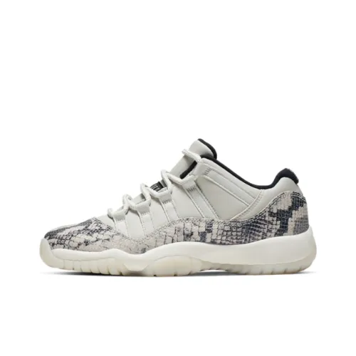 Jordan Air Jordan 11 Low Snakeskin Светлый костный Низкий топ Винтажные баскетбольные кроссовки Женские Белые