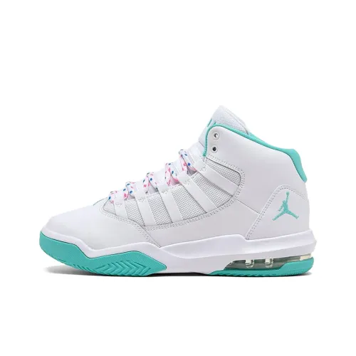 Jordan Max Aura 1 Амортизаторы Шок Резистентность к Износу MID Топ Винтажные баскетбольные кроссовки Женские Сине-белый