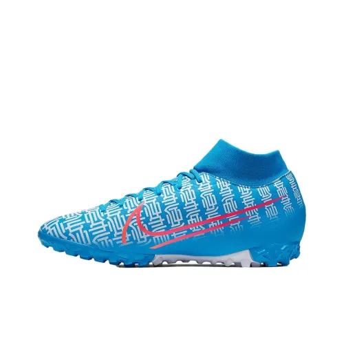 Nike Mercurial Superfly 7 TF Шипы Амортизация Устойчивый к истиранию Дышащие Футбольные бутсы Мужские Синий Розовый