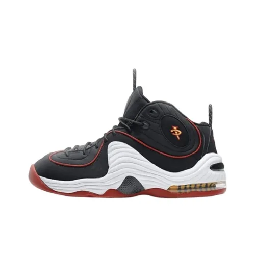 nike Penny Air 2 Miami Heat Нелипкий Легкий MID Топ Винтажные баскетбольные кроссовки Унисекс Черный Красный