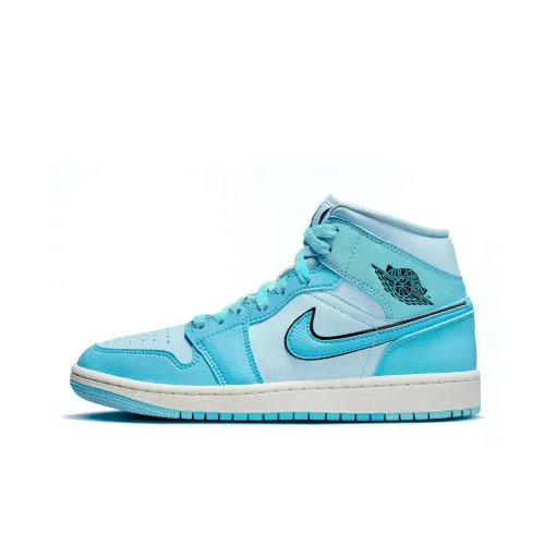 Jordan Air Jordan 1 MID SE Нижняя юбка Устойчивая к истиранию MID Топ Винтажные баскетбольные кроссовки Женские Университетский синий