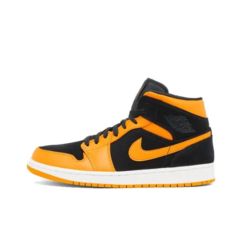 Jordan Air Jordan 1 MID Peel Легкий и Дышащий MID Топ Винтажные Баскетбольные Кроссовки Мужские Черный Оранжевый
