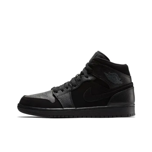 Jordan Air Jordan 1 MID Anti-slip Легкий MID Топ Винтажные баскетбольные кроссовки Мужской Черный